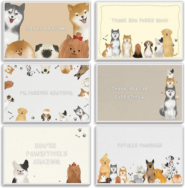 Spercy 48 Dog Thank You Card Set, Dog Pun Note Cards Pack with