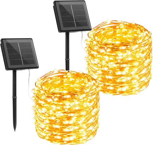 Brightown Solar String Lights, 2 Packs Total 66Ft 200 LED Solar Fairy