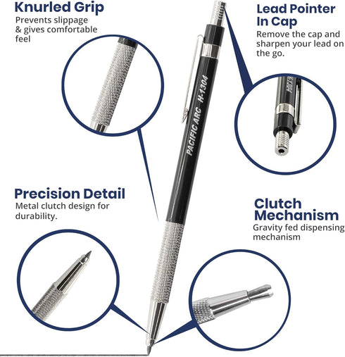 Pacific Arc 2mm Gravity Fed Lead Holder and Sharpener, Blue Drafting Pencil for Artists