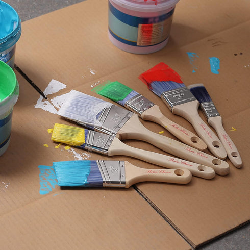 Bates Paint Brushes, 6 Pack with Treated Wood Handle for Walls, Furniture, and Stain