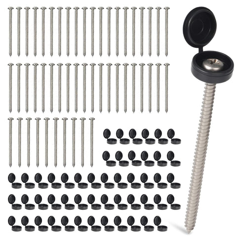 Funria 50 Set 3inch Shutter Screws and Caps, #10 Wood Screws with Caps