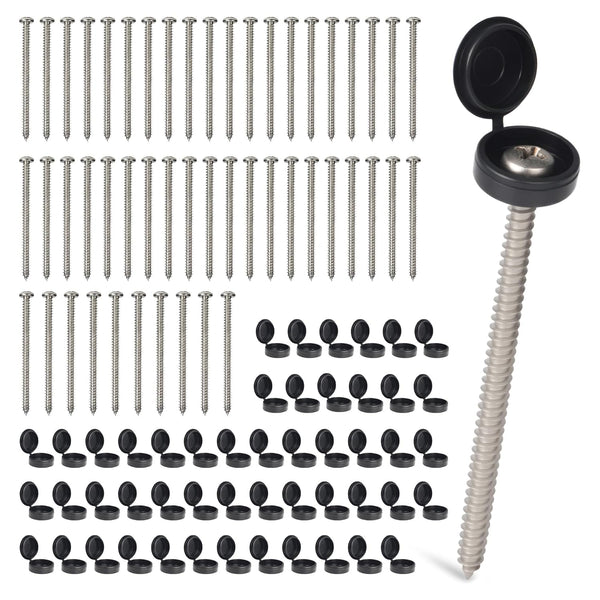 Funria 50 Set 3inch Shutter Screws and Caps, #10 Wood Screws with Caps