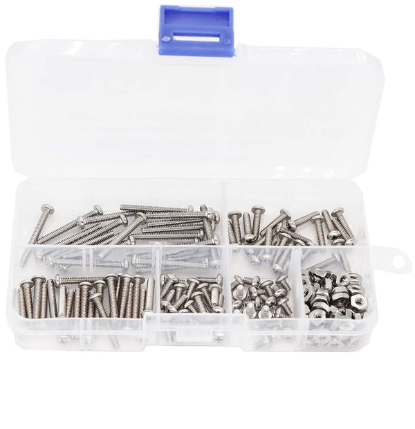 binifiMux 160pcs Assortment Kit #4-40 UNC Phillips Pan Head Machine Screws Hex Nuts, 304 Stainless Steel Silver Tone