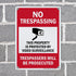 SmartSign 14 x 10 inch “No Trespassing” Metal Sign - Property Protected by Surveillance, Red, Black and White