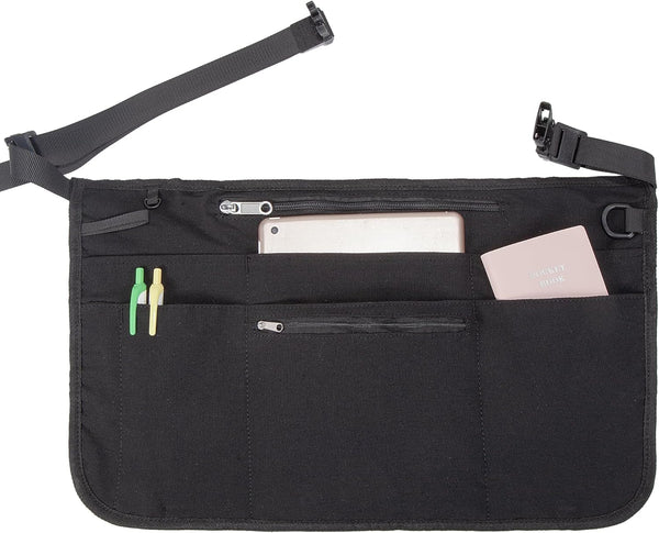 Bafelia Server Apron with 9 Pockets,Black Waitress Apron Buckle Closure & 2 Zippered