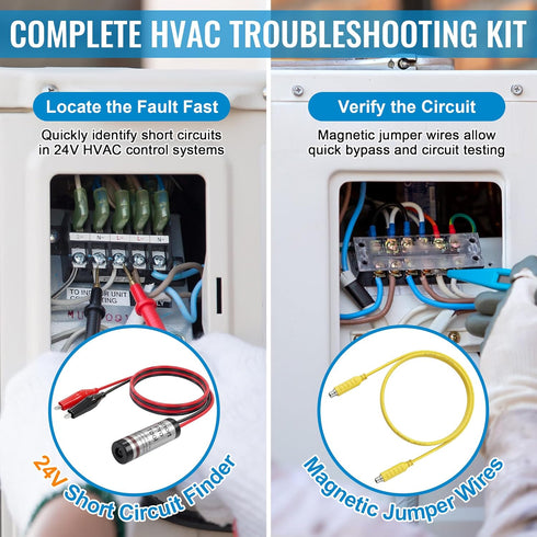 24 12'' HVAC Short Finder Kit for VAC Circuits, Short Circuit Finder with Lead & Alligator Clips, Includes Magnetic