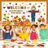 Pasimy 102 Pcs Fall Pumpkin Bulletin Board Classroom Decorations, Autumn Thanksgiving 3D Scarecrow and Honeycomb