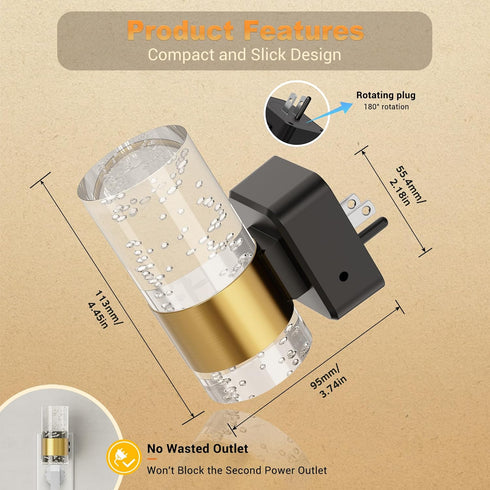 2 Pack 3CCT 10/50/100LM Amber/3000K/5000K JandCase Night Lights Plug into Wall, Color Changing Night Light, Adjustable
