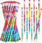 Tie Dye Round Pencils, 48 Colorful Solid Gradient Pencils with Eraser Top for School and Home