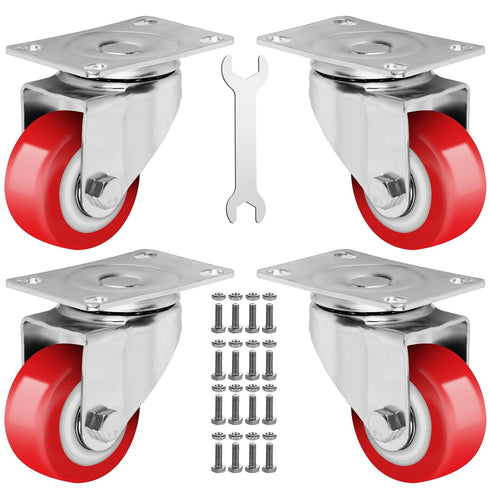 2.5 Inch Heavy Duty Caster Wheels Set of 4, Lockable Cart Wheels with Brakes, 1500lbs Load Capacity, 360 Degree