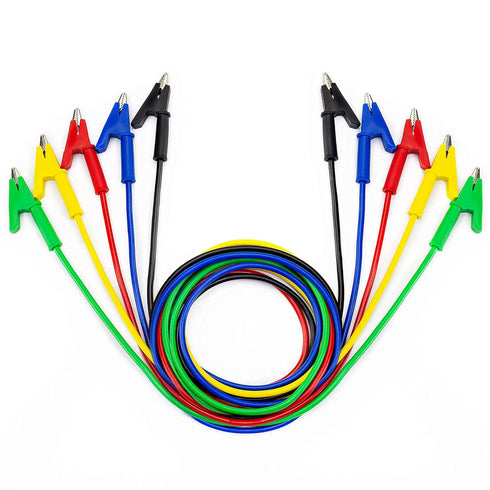 KAIWEETS 5PCS Alligator Clips Electrical Test Leads Set, 15A Heavy Duty Jumper Wires with Protective Clips