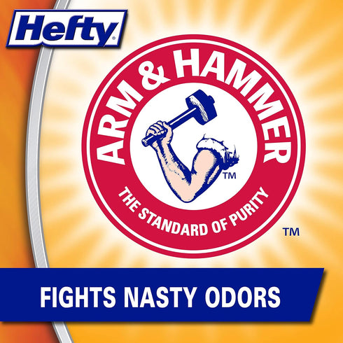 4 26 Count Hefty Small Garbage Bags, Flap Tie, Clean Burst Scent, Gallon