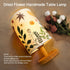 5W 3Color Pressed Flowers Table Lamp LED Temperatures Dried Flower Bedside Lamp Linen Shade with Wood Base for Bedroom