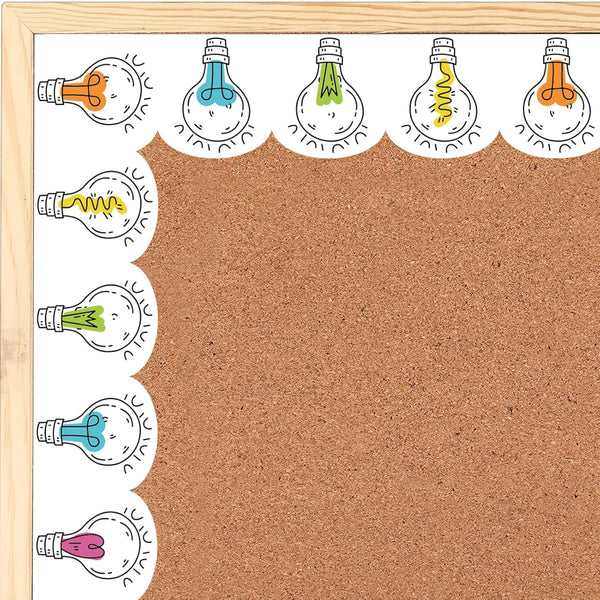 GreenPine Light Bulb Bulletin Board Borders, Scalloped Teaching Lightbulb Trim for Classroom Decorations, 36ft