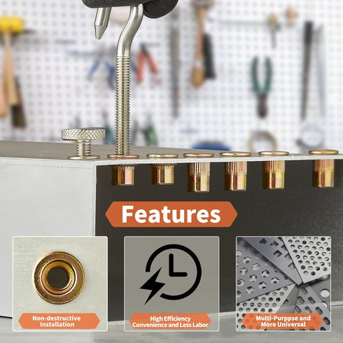 EZ-NUTUL Set (3/8-16(Rivet Tool-15pcs)) Rivet Nut Installation Tool Flat Head Rivnut Threaded Insert Nut Kit SAE
