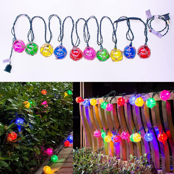 Nautical Lights String Plug in, 10 LED Buoy String Lights for Tiki Bar Decorations, Coastal Beach Theme for Outdoor