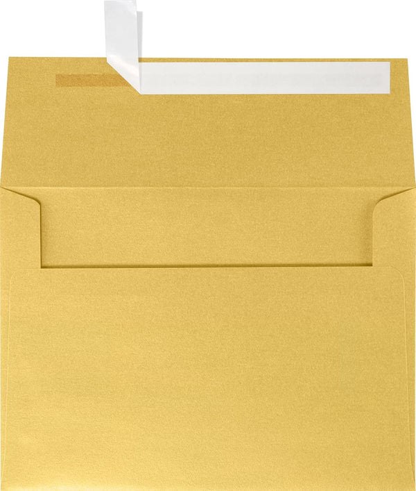 LUXPaper A4 Invitation Envelopes, Peel & Press, 4 1/4" x 6 1/4", Gold Metallic, 80lb. Text, 50 Qty