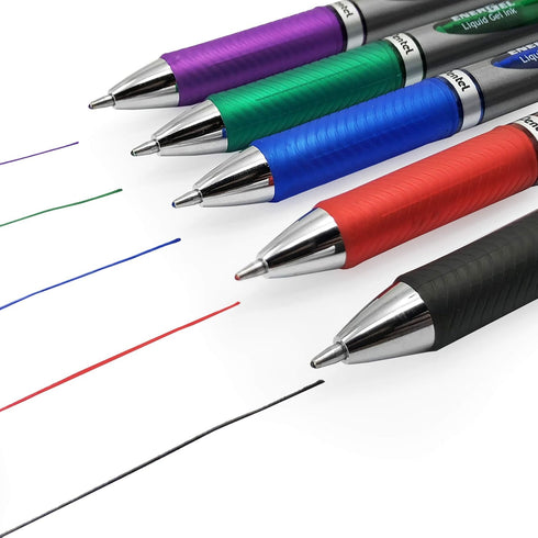 Energel BL80 Retractable Liquid Gel Ink Rollerball Pen, 1.0mm, Violet, Pack of 5