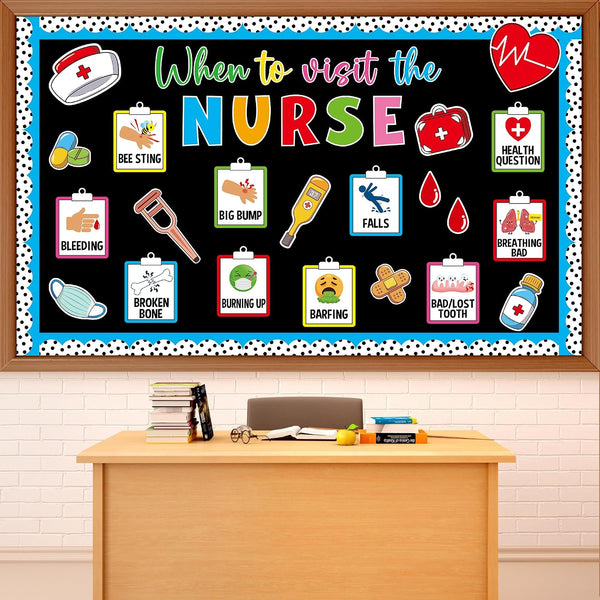 Naozinebi Nurse Theme Bulletin Board Set Decoration Health Posters Borders Paper Cutouts