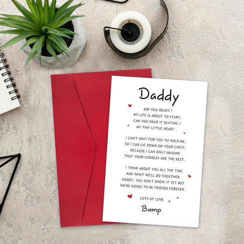 Leinessy Pregnancy Announcement Card for Dad to be, Lovely Father's Day Card from the Bump, Poem Card for Daddy