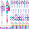 Yeaqee 24 Sets Mermaid Beadable Pens, Assorted Beaded Pen Making Kit, Multicolor Black Ink DIY Ballpoint