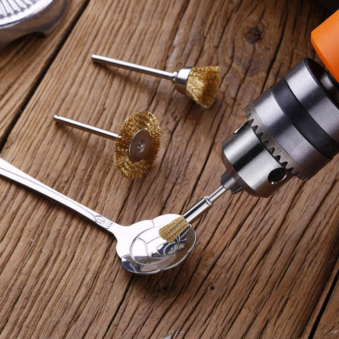 45 Pieces Brass Wire Brushes Set, Wheel Cup Pen Brush Polishing Attachment Kit for Dremel Grinder Rotary Tools (Gold)