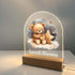 Teddy Bear Frame Night Light Up Table Wood Base LED Desk Stand Plaque Nursery Decor Sweet Dreams Night Light Kids Baby