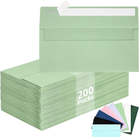 Mulbozy 200 Pcs #10 Business Envelopes, Self Seal Windowless Mailing Envelopes for Office Checks, Invoices (Sage Green)