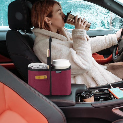 Beautyflier 2 Drink Carrier with Handle for Delivery Reusable Insulated Coffee Cup Carrier Portable Cup Holder