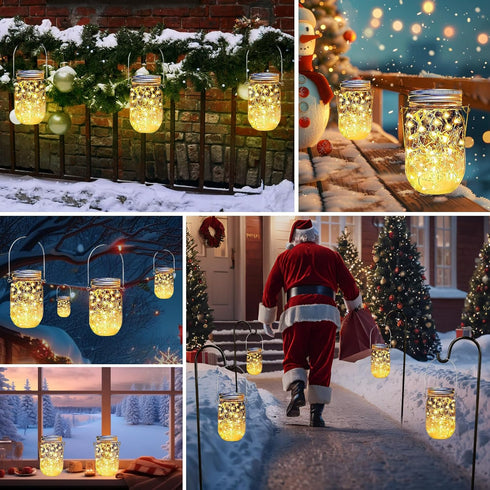 12 Pack 30 Ostritec Solar Mason Jar Lights Lids, Led Fairy Lights(Jars Not Included), Outdoor Hanging Mason Jar Solar