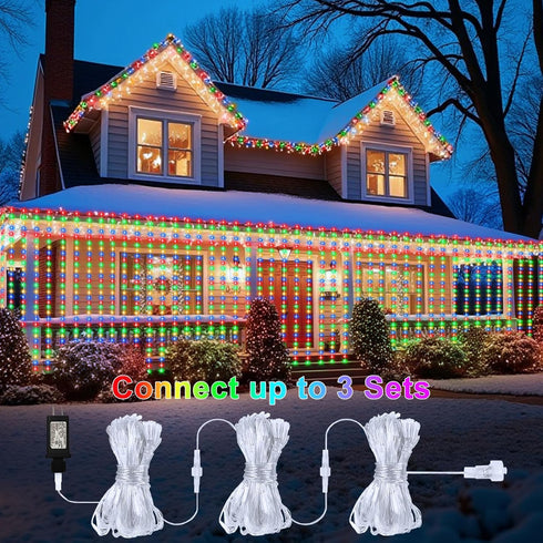 600 20Ftx10Ft, ZAIYW Curtain Lights LED Dual Color Changing Curtain Fairy Light Connectable with Timer Remote