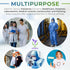 Pack 5, 50 AMZ Medical Supply Disposable Coveralls with Hood, Medium, Blue, of GSM SMS Fabric, Front Zipper, Elastic