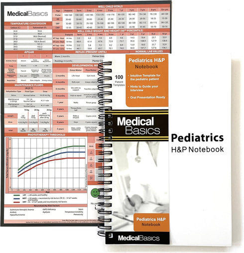 Pediatrics H&P Notebook, Medical History and Physical, 100 Medical Templates with Perforations