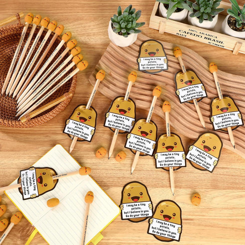 Inspirational Positive Potato Pencils for Students with Funny Cards, Bulk Classroom Reward Gifts