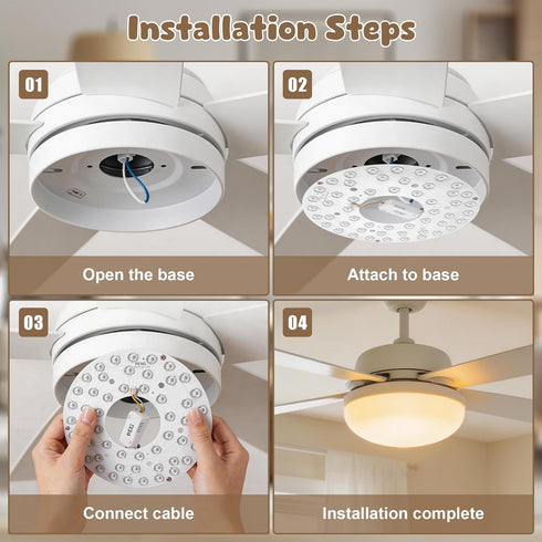 10.63 Inch 24W Dimmable 3CCT 3000K 4200K 6500K Ceiling Fan LED Light Replacement, Ceiling Fan Light Kit with Memory