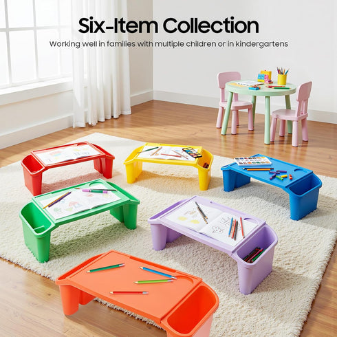 CeRaBuRET 6 19.69 9.84 7.09in Pcs Lap Desk Tray, Portable Activity Tray with Side Storage, Lap Table Bed Table Plastic
