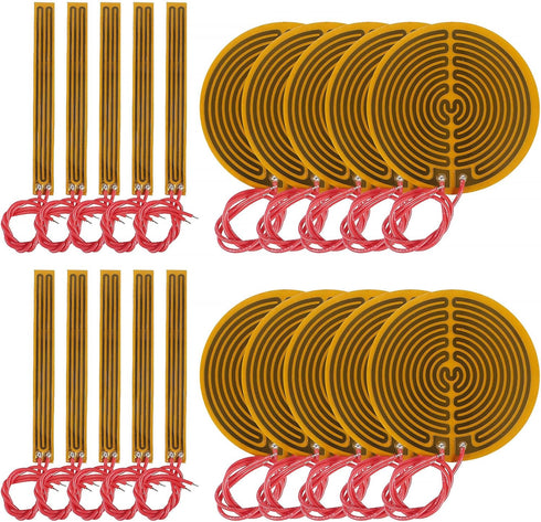20PCS Film Heater Plate Adhesive Pad, PI Heating Elements Film with Cord (12V 12W + 12V 13W)