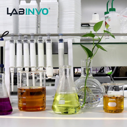 1000ML Glass Erlenmeyer Flask Set, 3pcs Narrow Mouth Graduated Conical Flask with Marking Spot, Borosilicate Glass