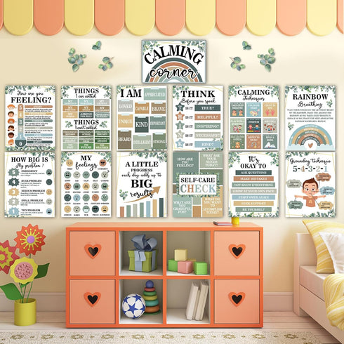 Eucalyptus Calming Corner Classroom Posters - Emotion Educational Mental Health Poster, Back to School Wall Art