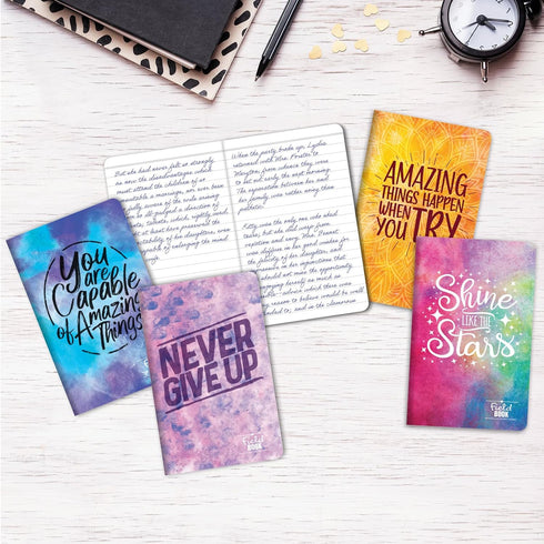 Elan Publishing Company Field Notebook - Pocket Journal, 3.5"x5.5", Watercolor Inspiration Covers, Pack of 5