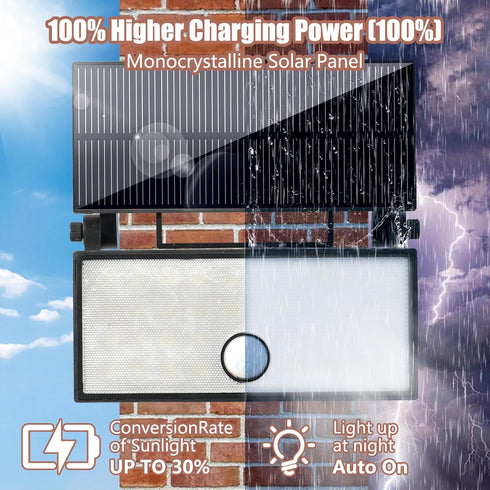2 Pack, 3 Solar Motion Lights Outdoor Exterior Motion Light Lighting Modes Motion Sensor Wall Light Solar Powered
