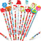 Christmas Pencils with Eraser Toppers - Multicolored Wooden Snowman Santa Claus for Kids Classroom Supplies