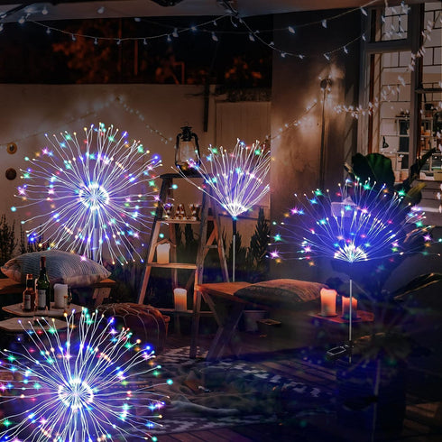 2 Pack 150 2 JJGoo Solar Firework Lights, LEDs Lighting Modes Solar Lights Outdoor Waterproof for Garden Patio Walkway