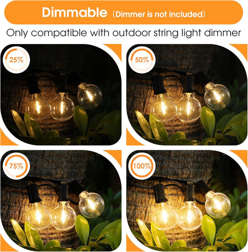 Mlambert G40 LED Replacement Light Bulbs for String Lights, Dimmable E12 Base, 1W Equal to 5W, Warm White 2700K, 25 Pack