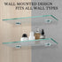 15 4.75 Inches, 2 Pack Bathroom Shelves, Glass Floating Shelves for Bathroom, Kitchen, Living Room, Bedroom,Tempered