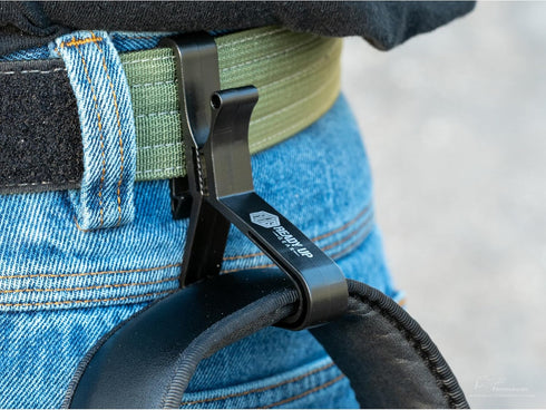 EarClip Universal Belt Clip for Ear Muffs - Neodymium Magnetic Closure - Fits Belts up to 2 Inches - Black