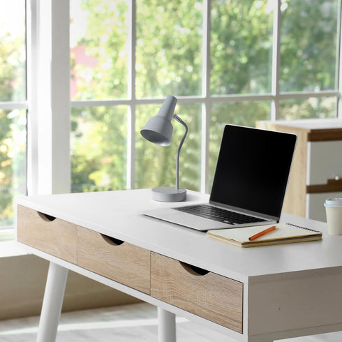 LD1078-GRY 15.2" Simple Designs Sleek Essentials Metal Cone Shade Desk Lamp with Adjustable Shade, for Office, Desk