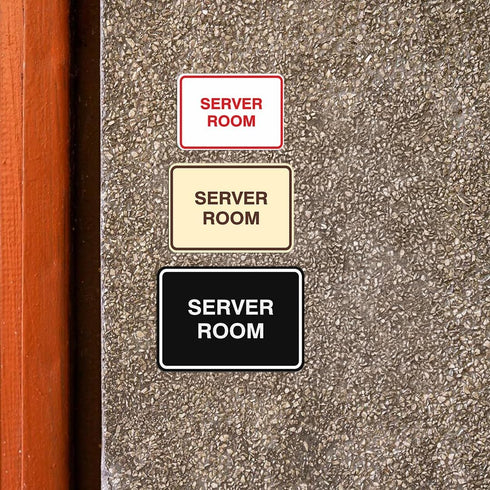 Durable Classic Framed Server Room Sign - Medium Size (Black)