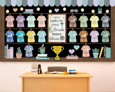 Healthy Bulletin Board Set for Healthcare Workers, DIY Crafts Health Shout Out Cutouts for Nursing School Classroom