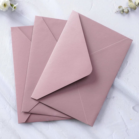 PONATIA 50 PCS/Pack A7 Envelopes - 5.25 x 7.5'' Shiny Dusty Rose for Wedding Invitations, Gift Cards